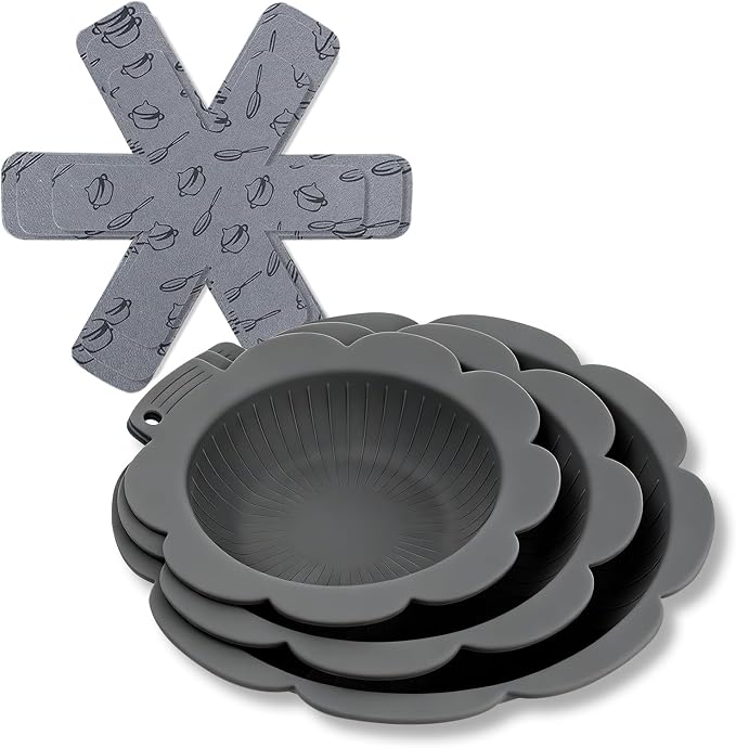Pan Protectors&Separators for Stacking Silicone,Pan and Pot Protectors | (Include 8",10",12") 3pcs Thicker,Pan Scratch Protector Nonstick Frying Pans &More Reusable,Dishwasher Safe
