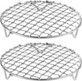 HARFINGTON 2pcs Round Cooking Rack 5.9-inch 201 Stainless Steel Cross Wire Barbecue Grill Net with 20mm Legs for Cooking Baking Steaming BBQ