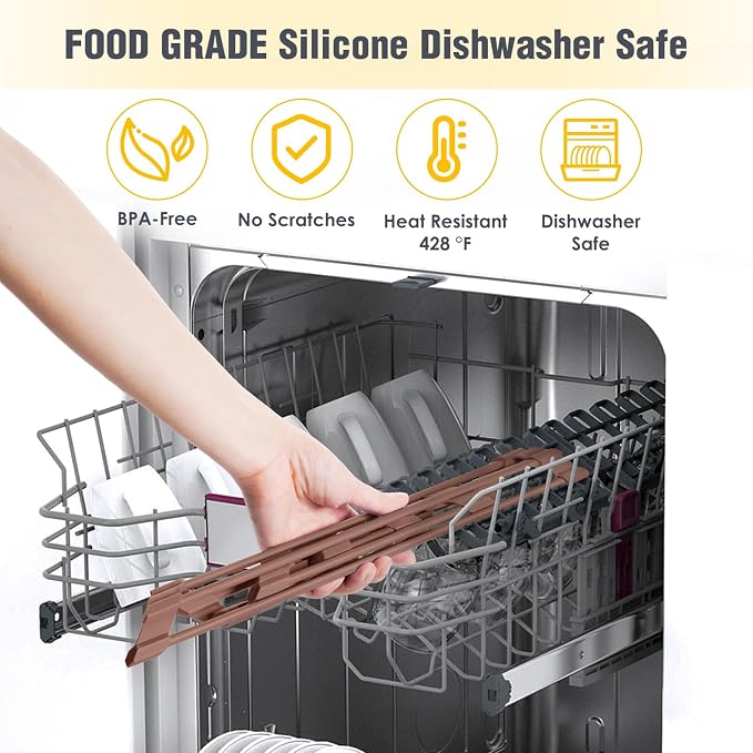 Tomorotec Triangle Roll Up Dish Drying Rack with Silicone Coating, Brown | 304 Stainless Steel with BPA-Free Silicone, Triangle Design Maximizes Sink Corner Space, Fits Compact Kitchens And RVs