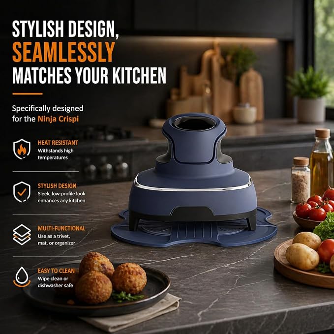 Tailored Ninja Crispi PowerPod Silicone Trivet – Hot Pads for Ninja Crispi Glass Air Fryer Accessories, Heat-Resistant, Non-Slip, Protection for Countertop, Fit Ninja FN101GY | FN101SG | FN101ST