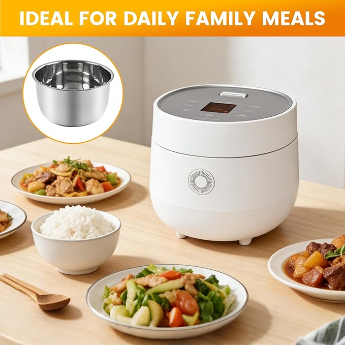 Replacement Rice Cooker 6-Cup Inner Pot Only Compatible with CUCKOO CR-0675FW – 304 Stainless Steel Inner Bowl with Multi-Ply Base, Durable Pots for Multi-Cookers, Easy to Clean and Dishwasher Safe