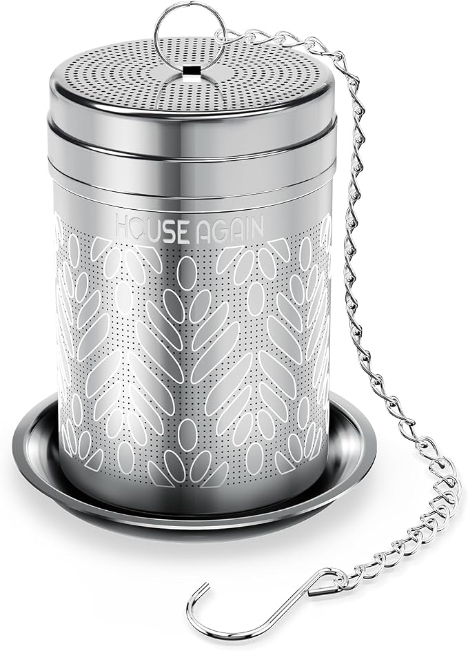 House Again Tea Strainers for Loose Tea, Extra Fine Mesh Tea Infuser, Updated Slim Threaded Lid & 304 Stainless Steel, Tea Ball Filter Bags Diffusers, Loose Leaf Tea Steeper for Brew Spices 1Pack