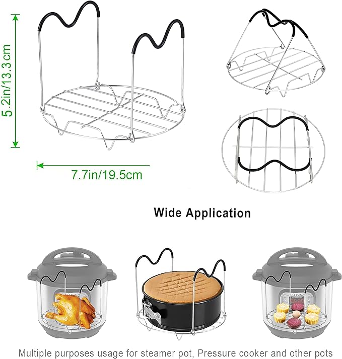 7PCS Silicone Egg Bites Mold Set with Steamer Rack for 6qt 8qt Instant Pot | Includes 2 Spoons and 2 Spatulas for Meal Prep, Breakfast Recipes, Steaming, Baking, and Convenient Homemade Egg Snacks
