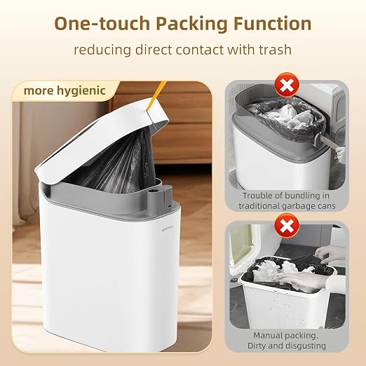 MOPALL 3.5 Gallon Motion Sensor Bathroom Trash Can with Automatic Lid | Air-Suction Bag System, Dog-Proof Design, Anti-Tip Base, Ideal for Bathroom, Bedroom, Office & Small Spaces