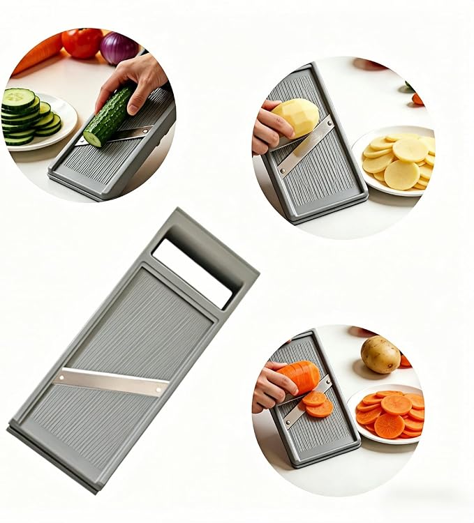 Handheld vegetable Slicer Potato Slicer, Suitable for Potatoes, Carrots, Zucchini, Cucumbers, Onions, Eggplants, Suitable for Making Potato Chips and Using Vegetable French (Grey)