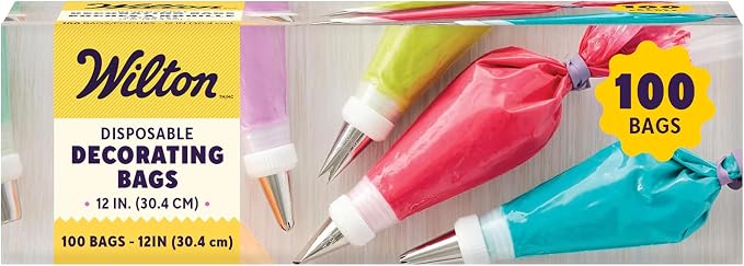 Wilton Disposable Decorating Bags, Piping Icing, 100-Count | Single-Use Piping Bags Fit All Standard Couplers & Tips, No Cleanup Required, Perfect for Icing, Frosting & Cake Decorating