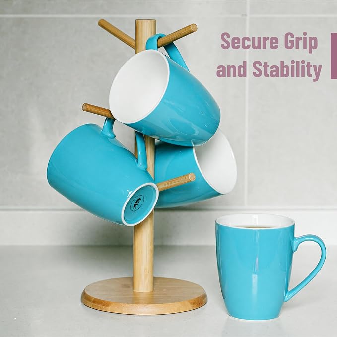 BTaT- Porcelain Coffee Mugs Set, 16 Ounces, 4 Pack, Turquoise Ceramic Coffee Mugs with Handle, Restaurant Cups for Mocha, Tea, Cappuccino, Cocoa, Cereal, Mug Gift Set, Dishwasher and Microwave Safe