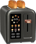 SEEDEEM Touchscreen Toaster 2 Slice, 7 Shade, Stainless, 1350W Dark Metallic