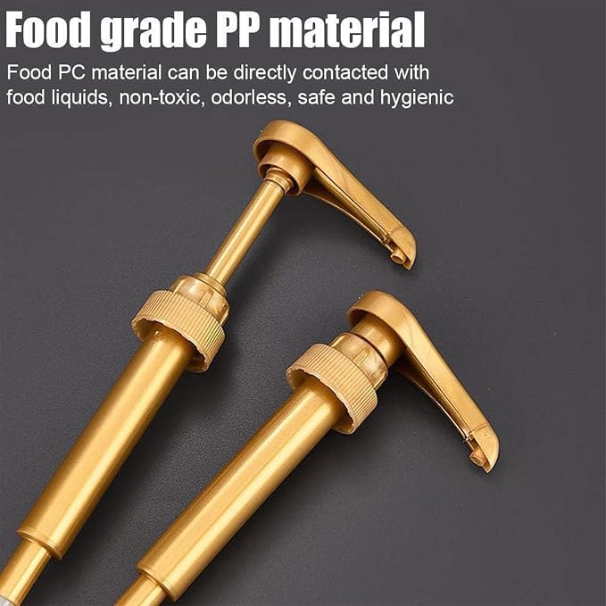 Syrup Pump Compatible with Torani, DaVinci and Skinny (Set of 2) - fits bottles (25.4 oz-750ml) (Gold) | Leak-free, 1/4oz precision pump with locking nozzle. Great for coffee bar accessories, dirty soda stations & dessert sauces