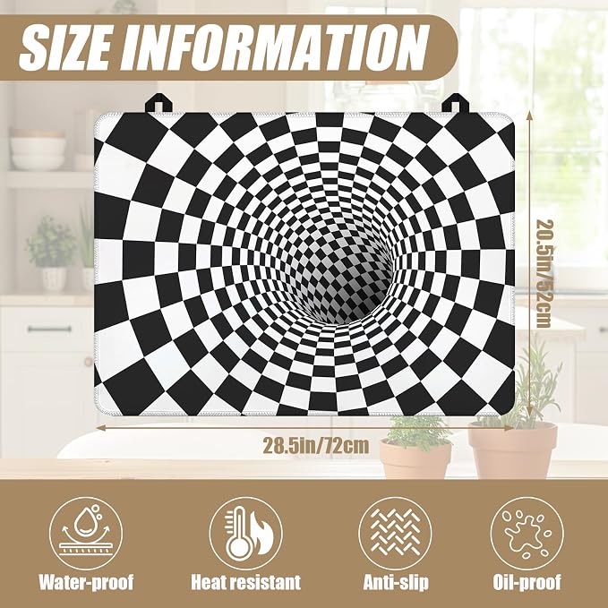 3D Trap Optical Illusion Stove Top Covers for Electric Stove,Vortex Illusion Electric Gas Stove Pad Heat Resistant Range Cooktop Protector for Home Decor Kitchen 28"x20"