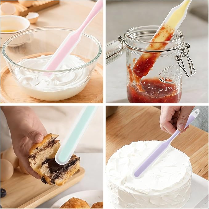4 Pcs Silicone Jar Spatula, Non-Stick Heat Resistant Cake Cream Spatulas Set, 9.8 inch Cake Cream Butter Spatulas(4 colors）