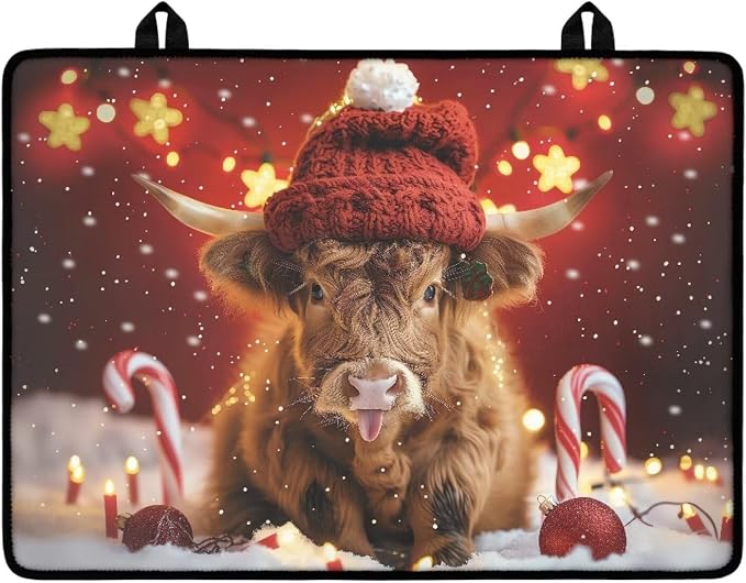 Christmas Highland Stove Top Cover for Electric Stove(30"x21"), Non-slip Silicone Glass Stove Top Protector, Waterproof Flat Top Oven Cover Mat, Multipurpose Countertop Mat