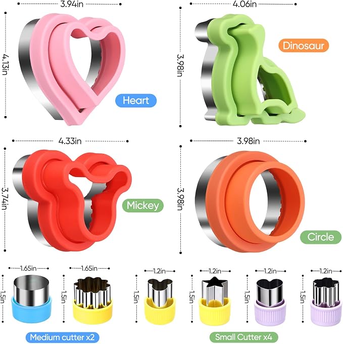 Sandwich Cutter and Sealer with Storage Case, Sandwich Maker, 24 Pcs Crustless Sandwich Cutters for Kids Lunch & Bento Box Accessories, Decruster Sandwich Maker Bread Cookie Cutters for Kids