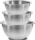 DUTZUN Stainless Steel Bowls, Metal Mixing Bowl Set of 3 | Stainless Steel Bowls Set for Kitchen, Salad, Prep, Serving, Food Storage & Cooking