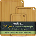 Keechee Bamboo Cutting Board, Cutting Board for Kitchen with Handles | Non Toxic, Resisted-Cracking&Curling, Deep Juice Groove, Side Handles,Cross-Laminated Structure, Knife-Friendly, Gifts Ready