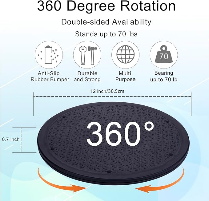 Eichzer 12 Inch Lazy Susan Turntable, Heavy Duty Swivel Stand, 2 Pcs | Steel Ball Bearings, 360 Degree Smooth Rotation, Multi Use for Model, Plants, Crafts, TV, Monitor, Laptop Display
