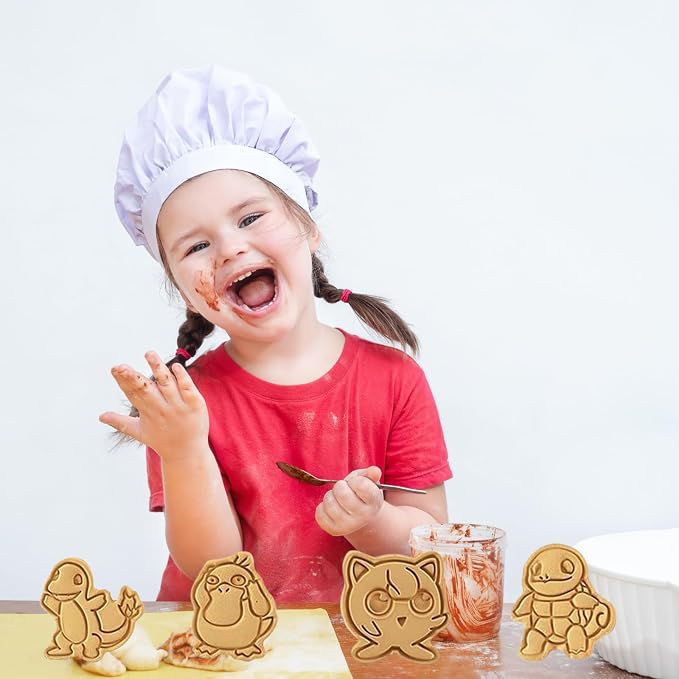 Plastic Cookie Cutter Stamps Set, 8 Pieces for Kids Baking | Colorful plastic stamps help children cut and emboss cookies, fondant and DIY baking treats.