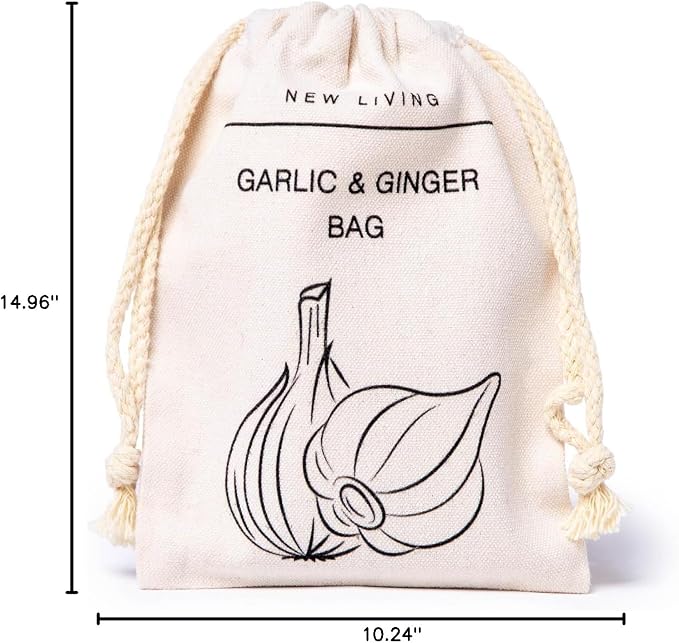 Potato, Garlic & Onion 3 Pack Bundle | Linen Cotton Blend Material | Reusable Food Storage Bags | 30 * 40 cm