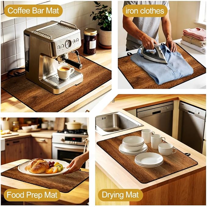 Rustic Wood Grain Stove Top Cover for Electric Gas Glass Top Stove | Rustic wood grain kitchen decor; non-slip stovetop cover, faux wood noodle board, glass cooktop mat for farmhouse kitchen