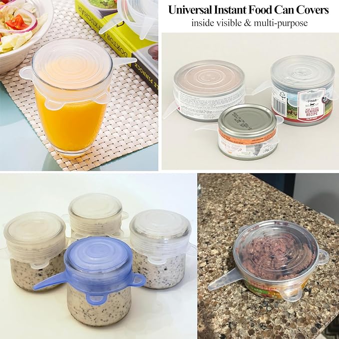 Silicone Can Lids (10 Pack, All 2.6'' Diameter), Reusable Silicone Stretch Lids for Pet Food Cans, BPA-free Seal Can Covers for Yogurt Jars Soda Regular Mason Jars Canned Pet Foods