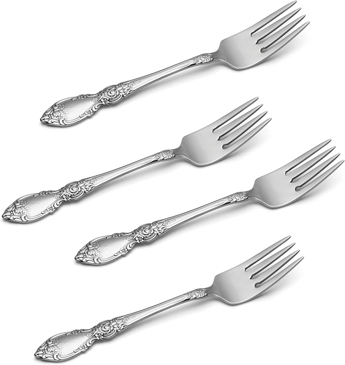 Oneida Wordsworth Salad Forks Silverware Set for 4, Flatware | mirror finish, dishwasher safe | cutlery set for kitchen and dining, utensil set, wedding silverware, heavy duty