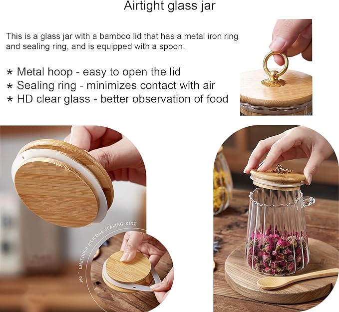 CNWSGEM Sugar Bowls Sugar Container 25.36 FL OZ Glass Coffee Canister Airtight Food Storage Jar with Lid and Spoon Candy Jar Coffee Bar Accessories Storage Beans Powder (Conical)