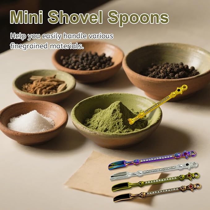20Pcs Mini Spoons, Tiny Shovel Spoon, 5 color | Tableware Charm for Coffee, Sugar and Spices, Mini Pendant Spoon Necklace Charms, Keychain Accessories