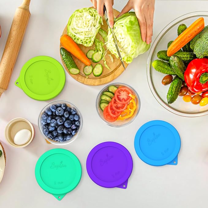 SOPHICO 2 Cup Silicone Lids Replacement for Pyrex & Anchor Hocking 7200-PC | Food Grade Silicone, Leakproof、Airtight Lids, Dishwasher Microwave Safe
