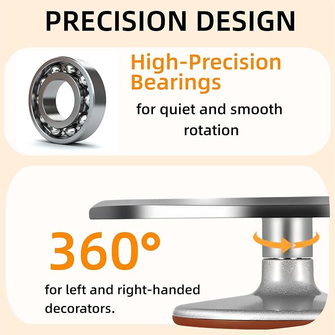 12-Inch Aluminum Alloy Cake Turntable for Frosting, Ultra-Smooth Rotating Icing Stand with Non-Slip Base, Heavy-Duty Decorating Rotating Cake Stand for Baking, DIY Crafts, and Cake Decoration