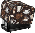 Toaster Cover 4 Slice with Coffee Pattern Dustproof Bread Maker Cover Fingerprint Bakeware Protection Wide Slot Toaster Bag Reusable Kitchen Small Appliance Cover