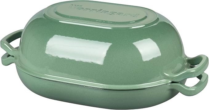 VORRINGARD Enameled Cast Iron Sourdough Bread Oven, Dutch Oven, Loaf Cast Iron Bread Pan for Homemade Bread Baking, Meatloaf Pan with Lid, 7QT, Sage Green