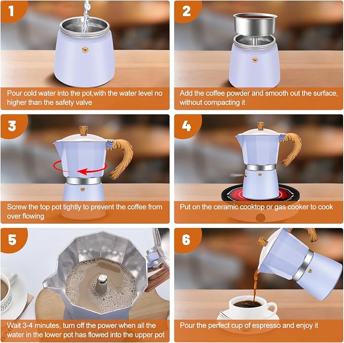 3 Cup Aluminum Espresso Stovetop Moka Pot Express Coffee Maker Percolator Italian Classic Mocha Coffee Machine for Italian and Cuban Cafe Brewing for Home & Camping 150ml 5oz