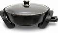 Moss & Stone Round Electric Skillet with Lid, 12-Inch Nonstick Frying Pan | 5 Qt Electric Frying Pan with Adjustable Temperature Control, Vented Glass Lid, Heat-Resistant Handles & Dishwasher Safe