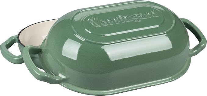 VORRINGARD Enameled Cast Iron Sourdough Bread Oven, Dutch Oven, Loaf Cast Iron Bread Pan for Homemade Bread Baking, Meatloaf Pan with Lid, 5QT, Sage Green