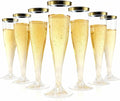 Bestluck 100 Pack 4.5 oz Champagne Flutes Plastic with Gold Rim | Disposable Champagne Flutes, Clear Plastic Disposable Stemware for Party, Mimosa Bar, Wedding, Anniversary and Graduation