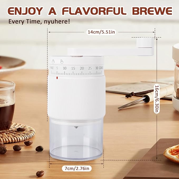 Manual Coffee Grinder with 95 Ceramic Conical Burr, 35 Adjustable Grind Settings, Portable Coffee Mill for Espresso, Pour Over & French Press, Camping & Home