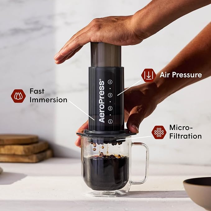 AeroPress Original Coffee Press, French Press, Pour-Over & Espresso Style | All-in-One Manual Coffee Maker, 2-Minute Brew, Less Bitterness, More Flavor, Portable, Travel & Camping