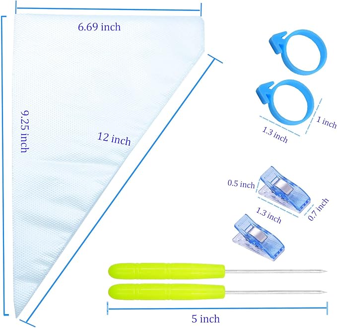 122 Pcs Piping Bags Disposable 10 Inch, Pastry Bags for Royal Icing | Tipless Icing Bags with 10 Ties, 10 Clips & 2 Scribers - Anti Burst Cake Decorating Kit for Cookie Supplies