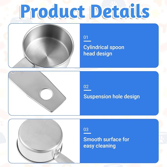 1 Pc 1/2 Cup Measuring Scoop, Dog Food Scoop, 125ml Stainless Steel Half Cups Dogs Food Scoops for Feeding Dog, Cat, Wet and Dry Ingredients, Dishwasher Safe