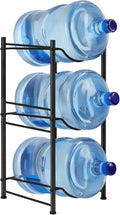 smusei 5 Gallon Water Bottle Jug Holder 3 Tier Heavy Duty Cooler Jug Storage Rack Detachable Bottle Organizer Shelf for Home Kitchen Office Space Save, Black