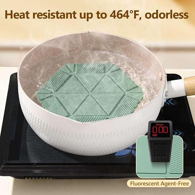 Magnetic Silicone Trivet Mat - Heat Resistant Hot Pad for Hot Dishes, Pots & Pans, Non-Slip Table & Countertop Protector (Green, Hexagon)