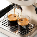 Espresso Cups Set of 2: Espresso Machine Accessories - Dual Scale Glass Measuring Cup and Espresso Shot Cups - Essential Coffee Bar Accessories - 4oz Glass Espresso Cup Set with Handled and Spout