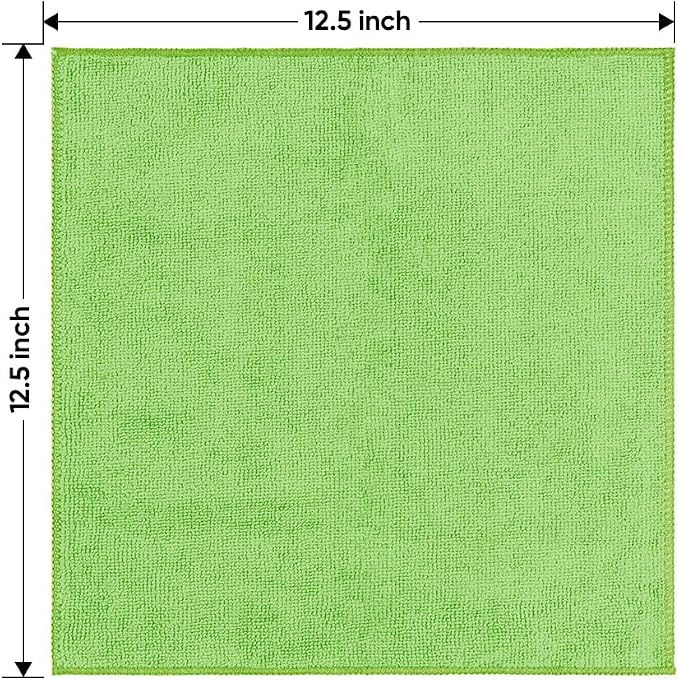 HOMEXCEL Green Microfiber Cleaning Cloth 12 Pack, 12.5 x 12.5 inch Microfiber Towels for Cars, Ultra Absorbent Car Washing Cloth, Lint Free Streak Free Cleaning Rags for Car, Kitchen, and Window