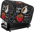 Toaster Cover 2 Slice with Coffee Pattern Dustproof Protection TC1000 | Waterproof Fingerprint Wide Slot Reusable for Kitchen Small Appliance