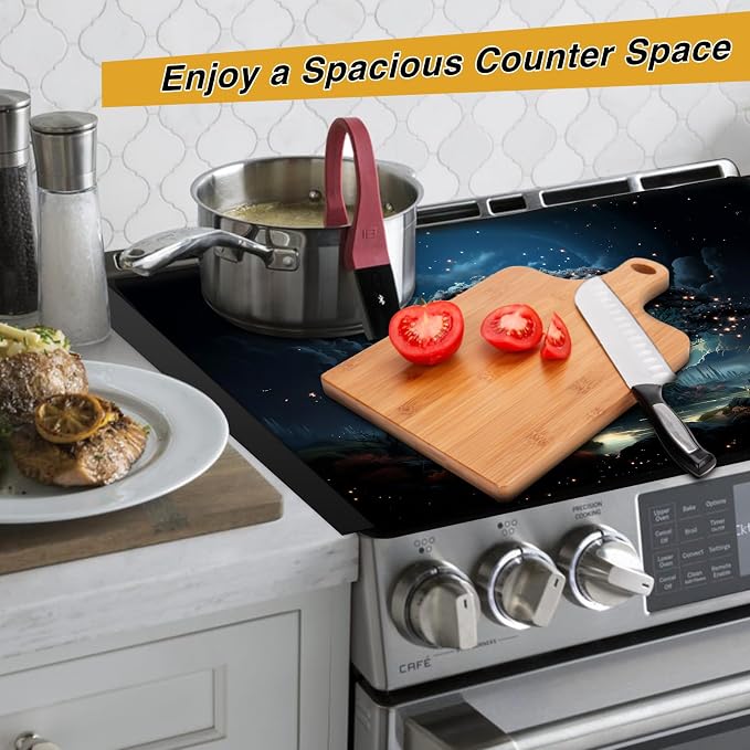 Electric Stove Top Cover, Huge Tree Pattren, 20.4 x 30.7 Inch | for Electric Glass or Ceramic Cooktop Protector, Heat Resistant Up to 400℉, Anti-Slip, Adds Counter Space, Dishwasher Safe