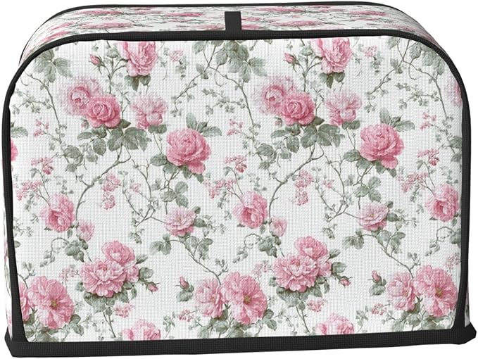 2 Slice Toaster Cover Vintage Floral Dust Proof Washable Kitchen Appliance Cover with Pocket, Oxford Fabric Countertop Toaster Protector for Standard Toasters Small Appliances