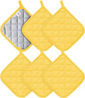 Joyhalo 6 Pack Pot Holders for Kitchen Clearance | Cotton Oven Holder with Great Heat Resistance, Potholders Sets for Kitchen, Countertops, Hot Pots and Pans,Yellow