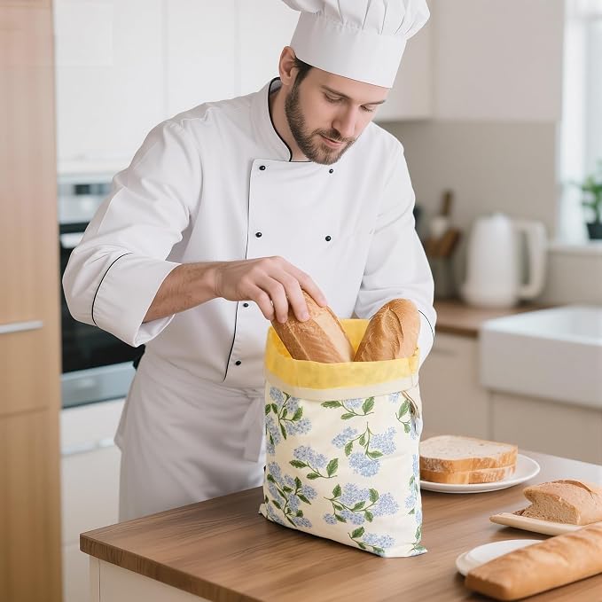 Reusable Beeswax Bread Bags for Homemade Bread & Sourdough, 2-Pack XL Airtight Food Storage Bags, Organic Cotton Linen Covers - Freezer-Friendly Freshness Preservation Keeps Fresh Longer