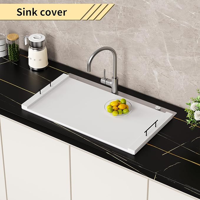 Noodle Board Stove Top Covers - White Wooden Stove Cover with Handles for Gas Burners & Electric Stove - 30 x 22 inches Kitchen Counter Extension