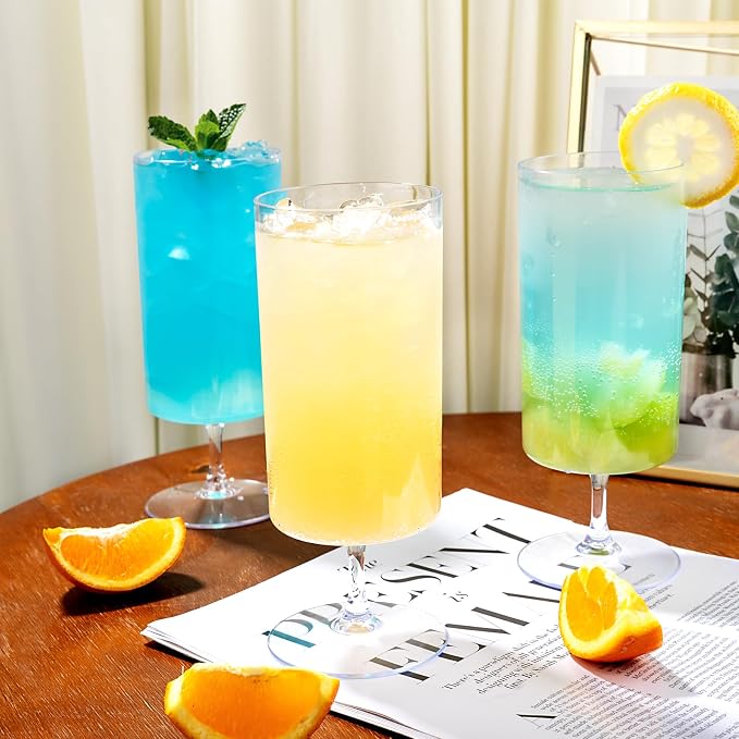 Ciaell 12 Pack Plastic Water Goblets for Weddings Parties | 14 oz Short Stem Water Goblets, Heavy Duty Plastic, Wine Beer Juice Cocktails for Anniversaries Dinners Birthdays